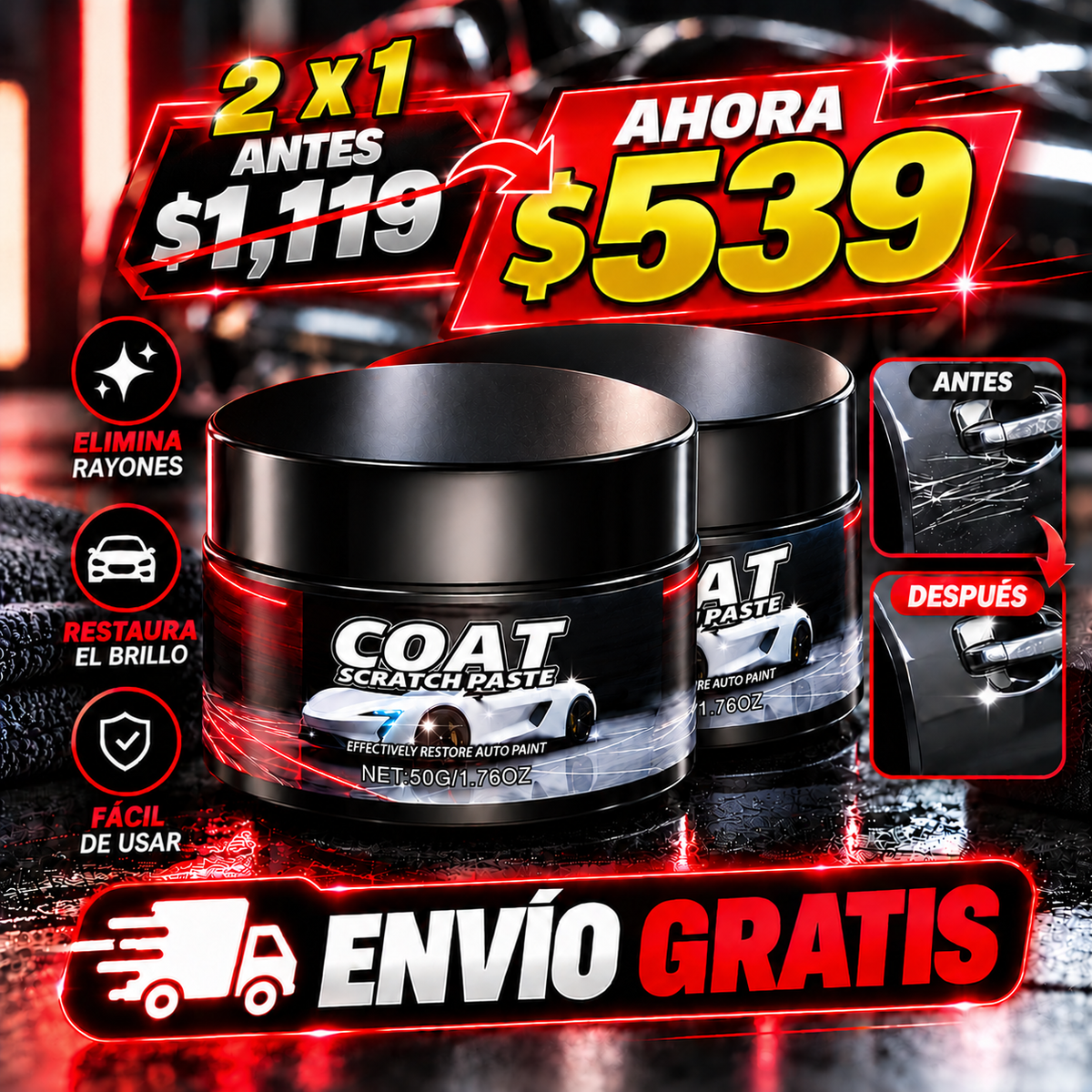 Pasta Restauradora de Rayones para Auto - OFERTA 2 x 1🚗