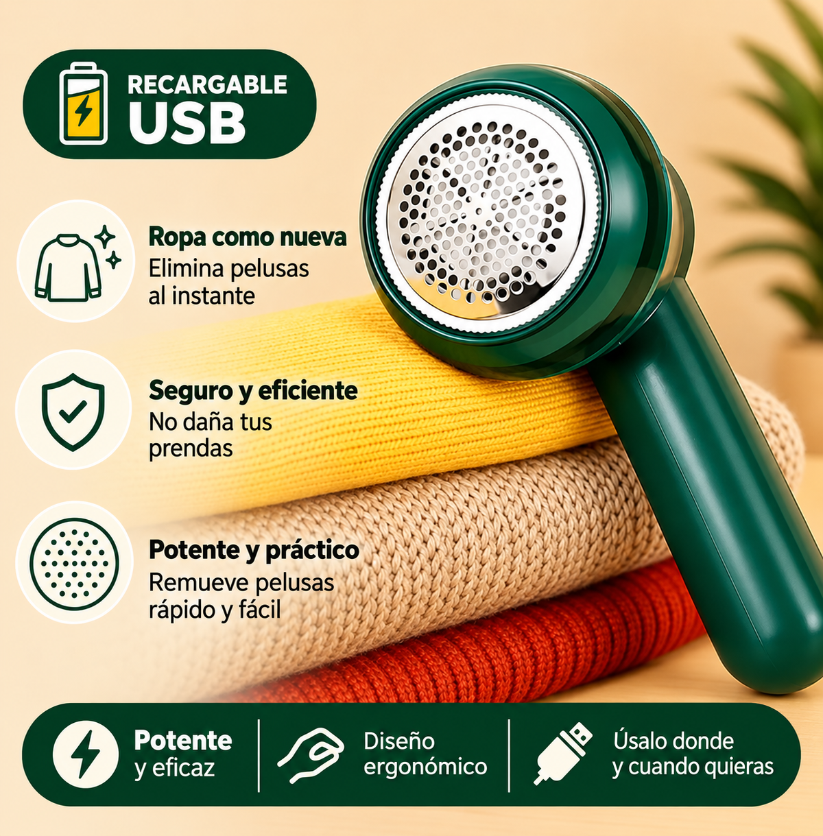 Removedor de Pelusa Eléctrico (Recargable⚡)